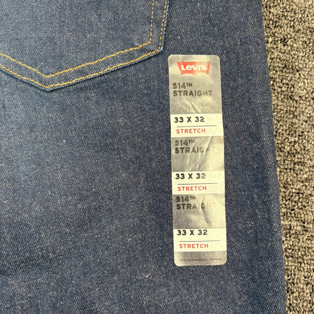 Levi's 514 Straight Jeans Mens 33x32 Dark Wash Stretch Denim NEW - Picture 5 of 10